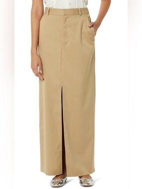 The Drop Women's Roxy Suiting Column Skirt in Travertine (Beige Khaki) NWT Sz XS